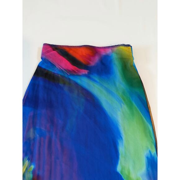 Zara Printed Rainbow Tulle Midi Skirt Womens Small Artsy Mesh Festival Blue - Picture 7 of 15